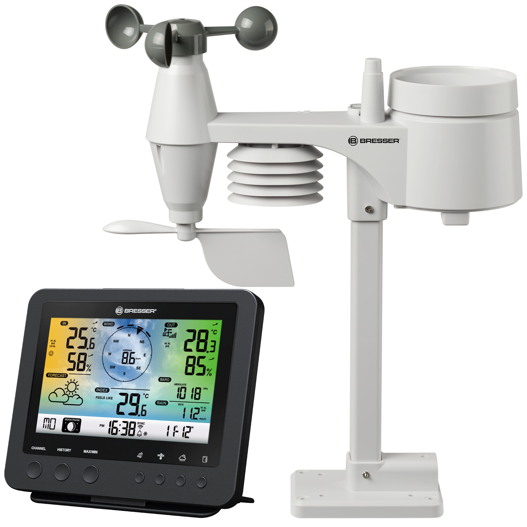 BRESSER Wi-Fi Colour Weather Station with 5-in-1 Professional Sensor