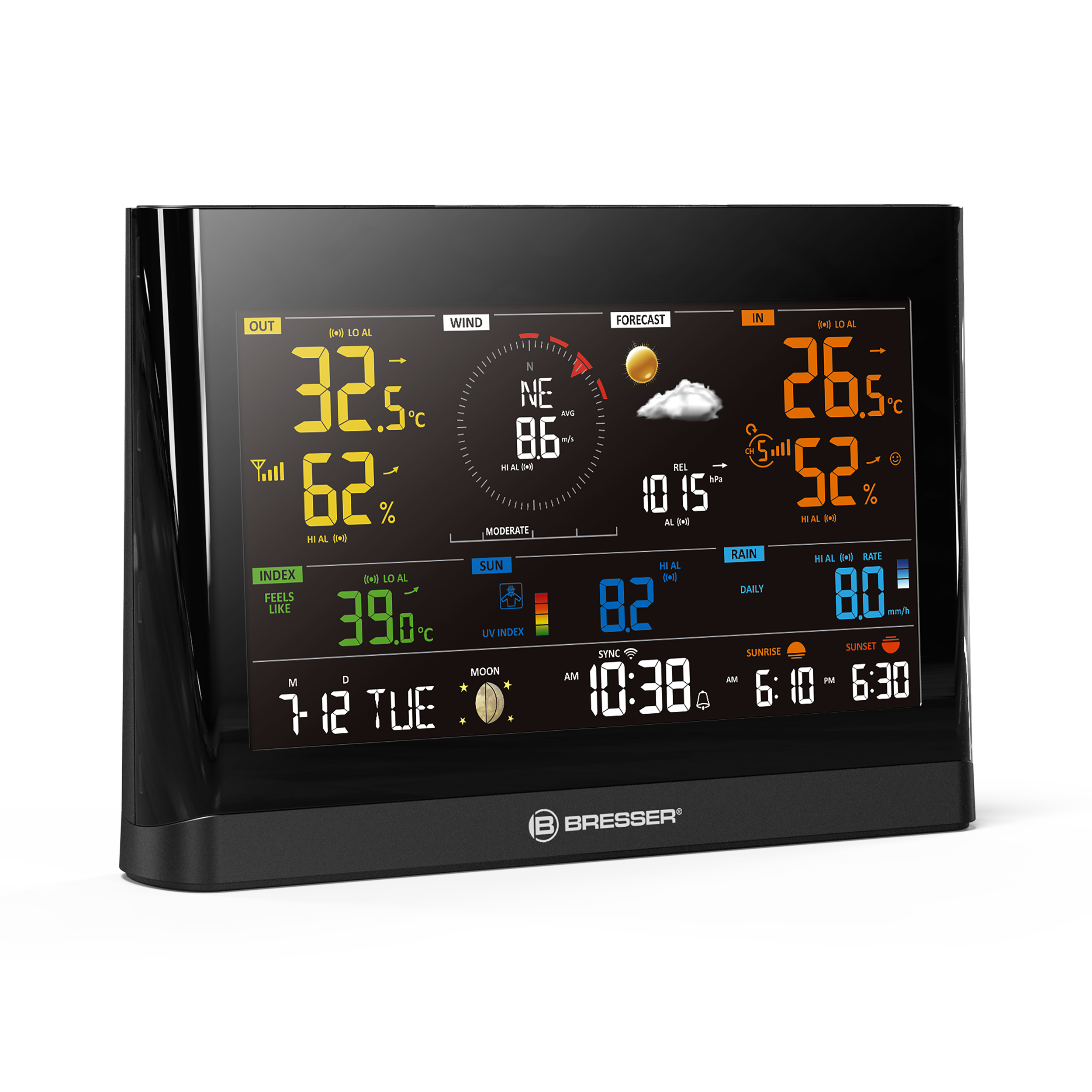 BRESSER Wi-Fi Comfort Weather Station with 7-in-1 Professional Sensor and Modern Colour Display