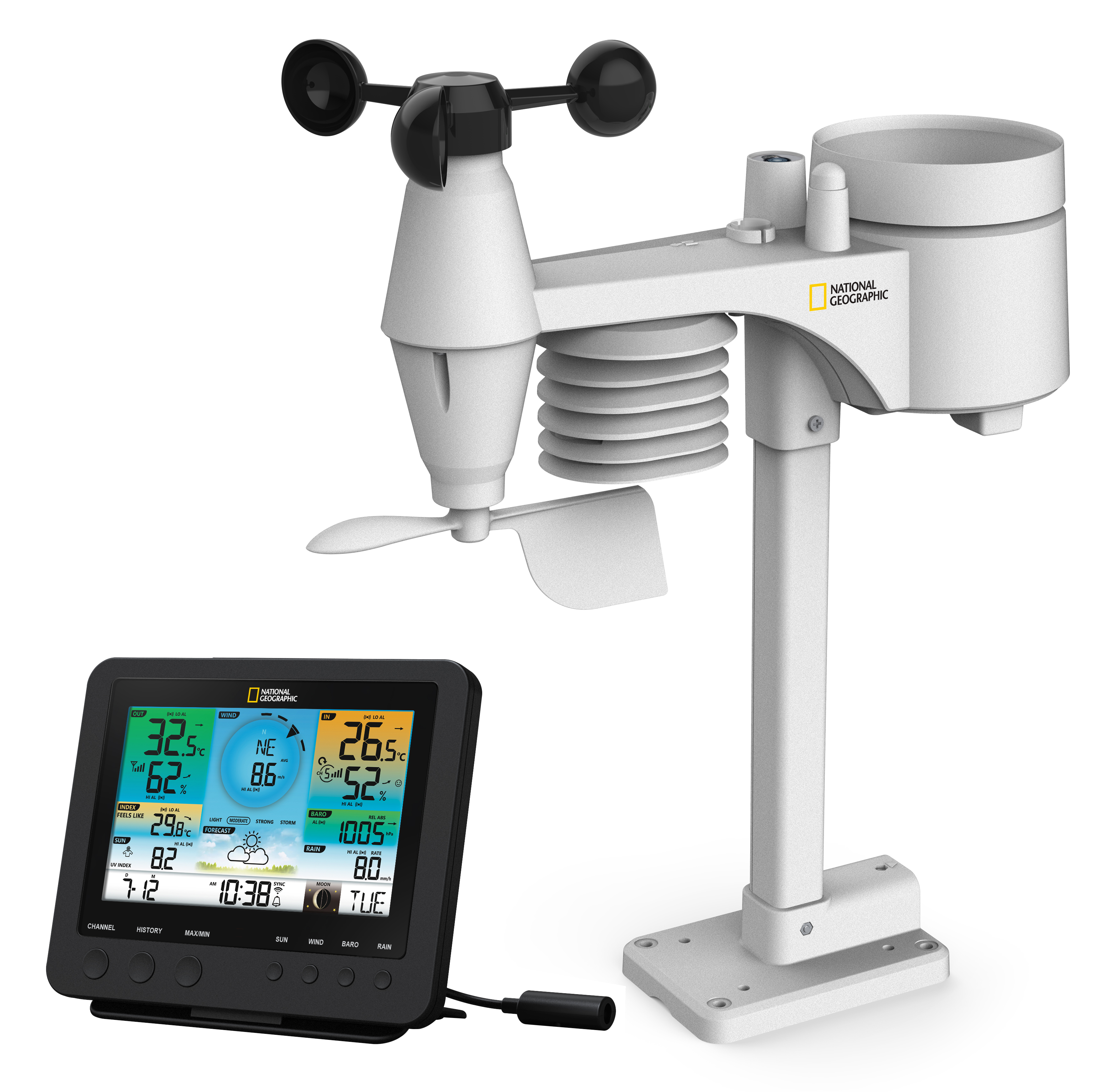 NATIONAL GEOGRAPHIC Wi-Fi Colour Weather Station with 7-in-1 Sensor