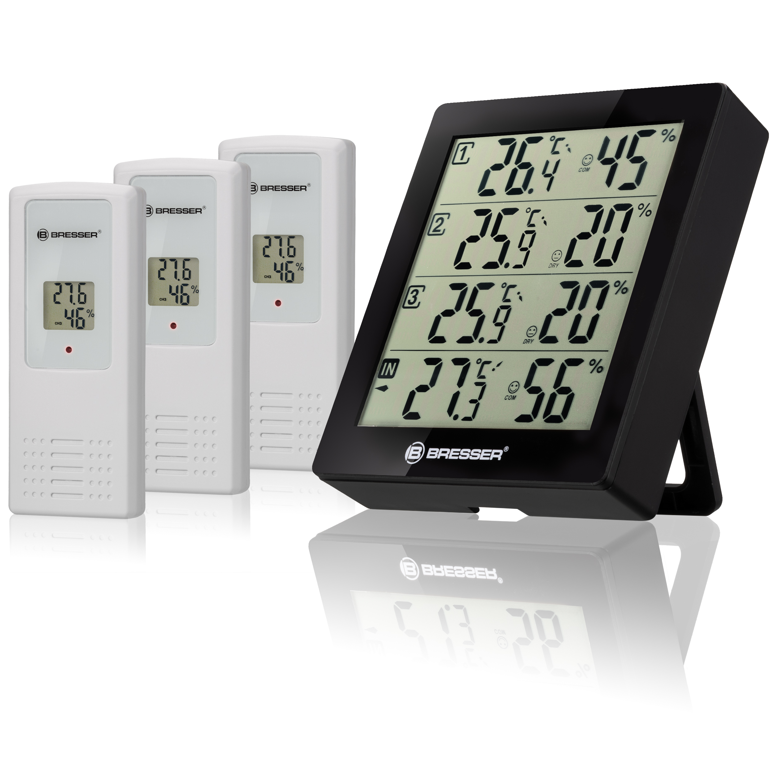 BRESSER Thermo-Hygrometer Quadro with 4 Independent Measuring Details