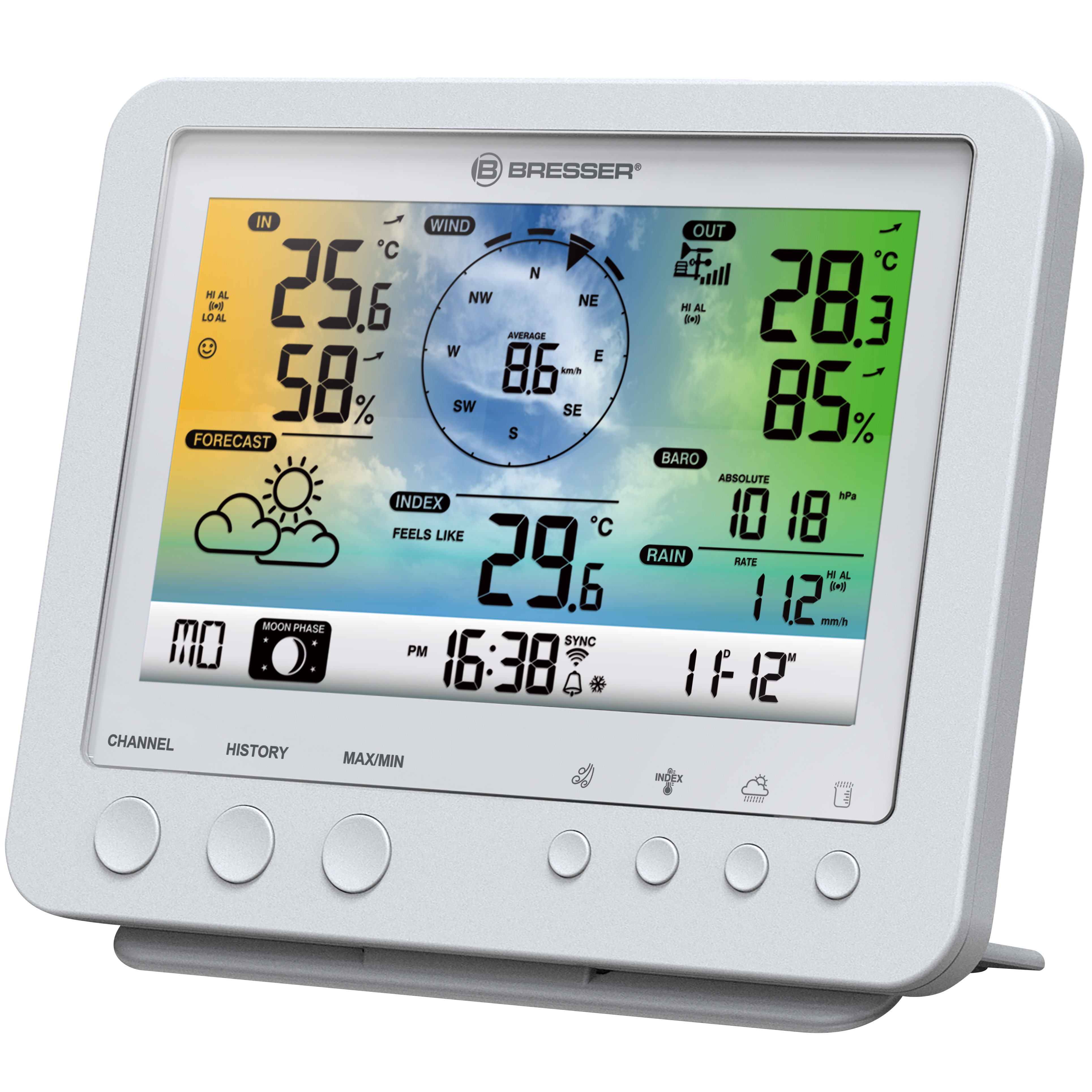 BRESSER Wi-Fi Colour Weather Station with 5-in-1 Professional Sensor, white