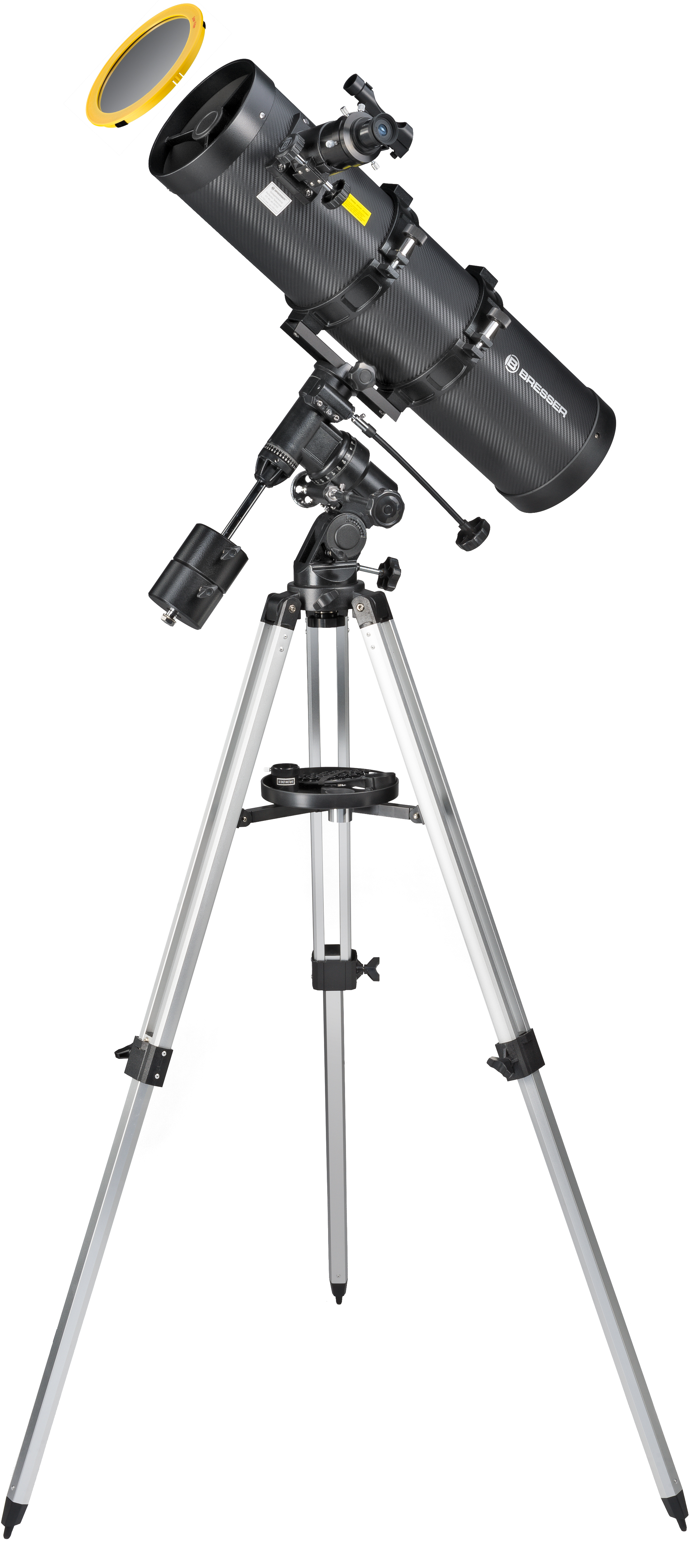 BRESSER Pollux-I 150/750 EQ3 Reflector Telescope with Smartphone Adapter & Solar Filter