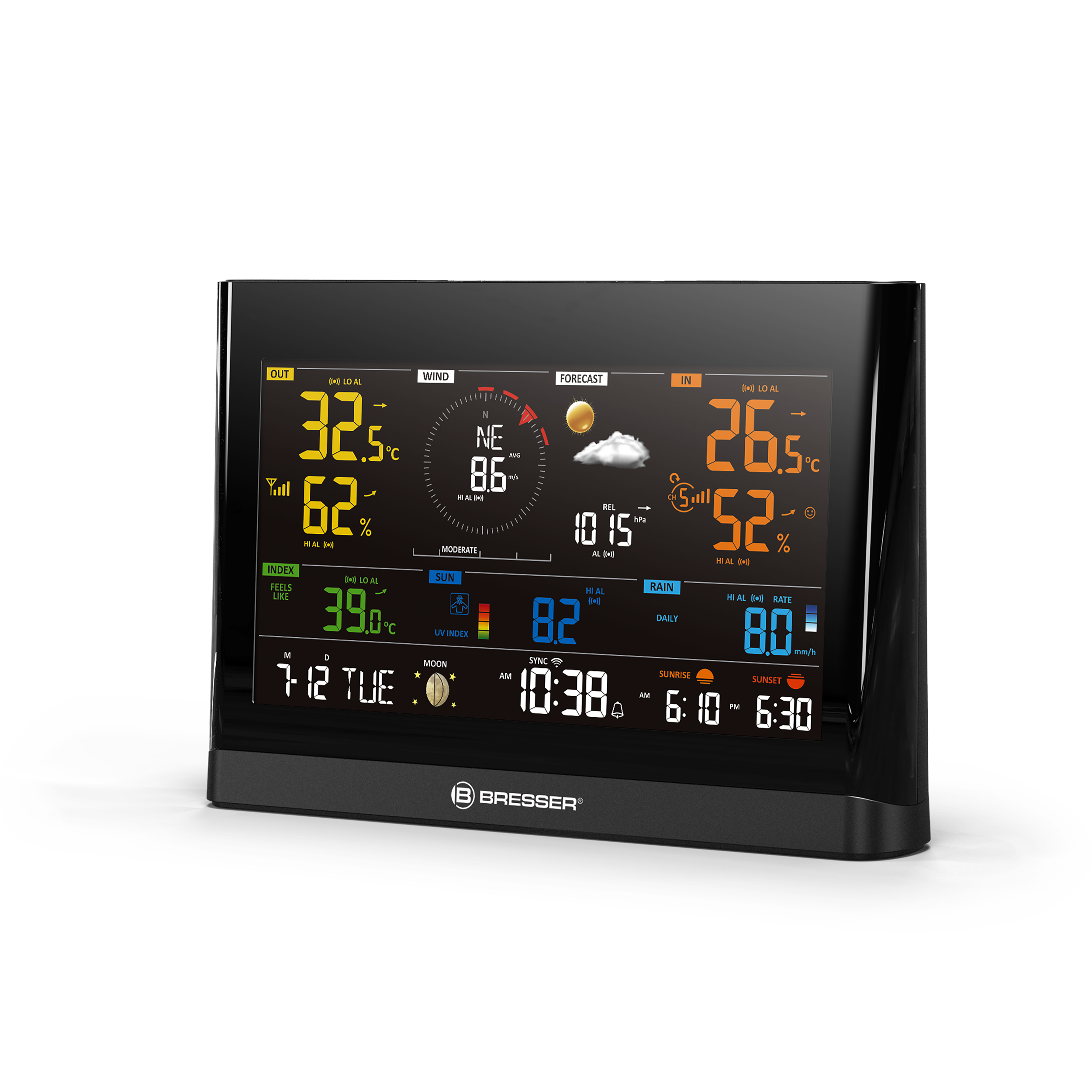 BRESSER Wi-Fi Comfort Weather Station with 7-in-1 Professional Sensor and Modern Colour Display